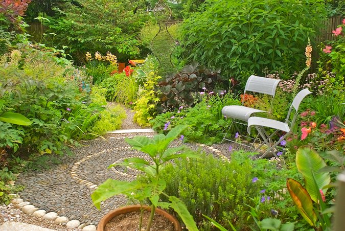 Garden pathway leading to patio destination